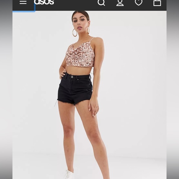 ASOS design sequin cowl neck cami crop top - Picture 4 of 5